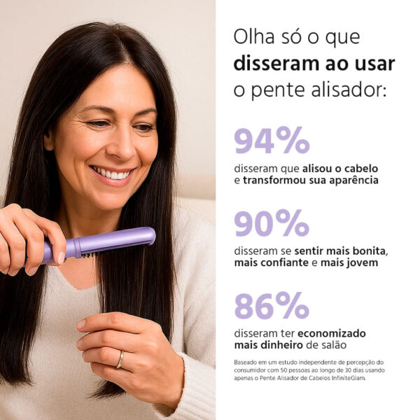 Pente Alisador de Cabelo 5 em 1 Sem Fio InfiniteGlam - Imagem 9